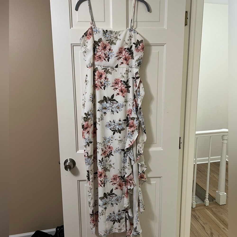 Floral print maxi dress with removable straps